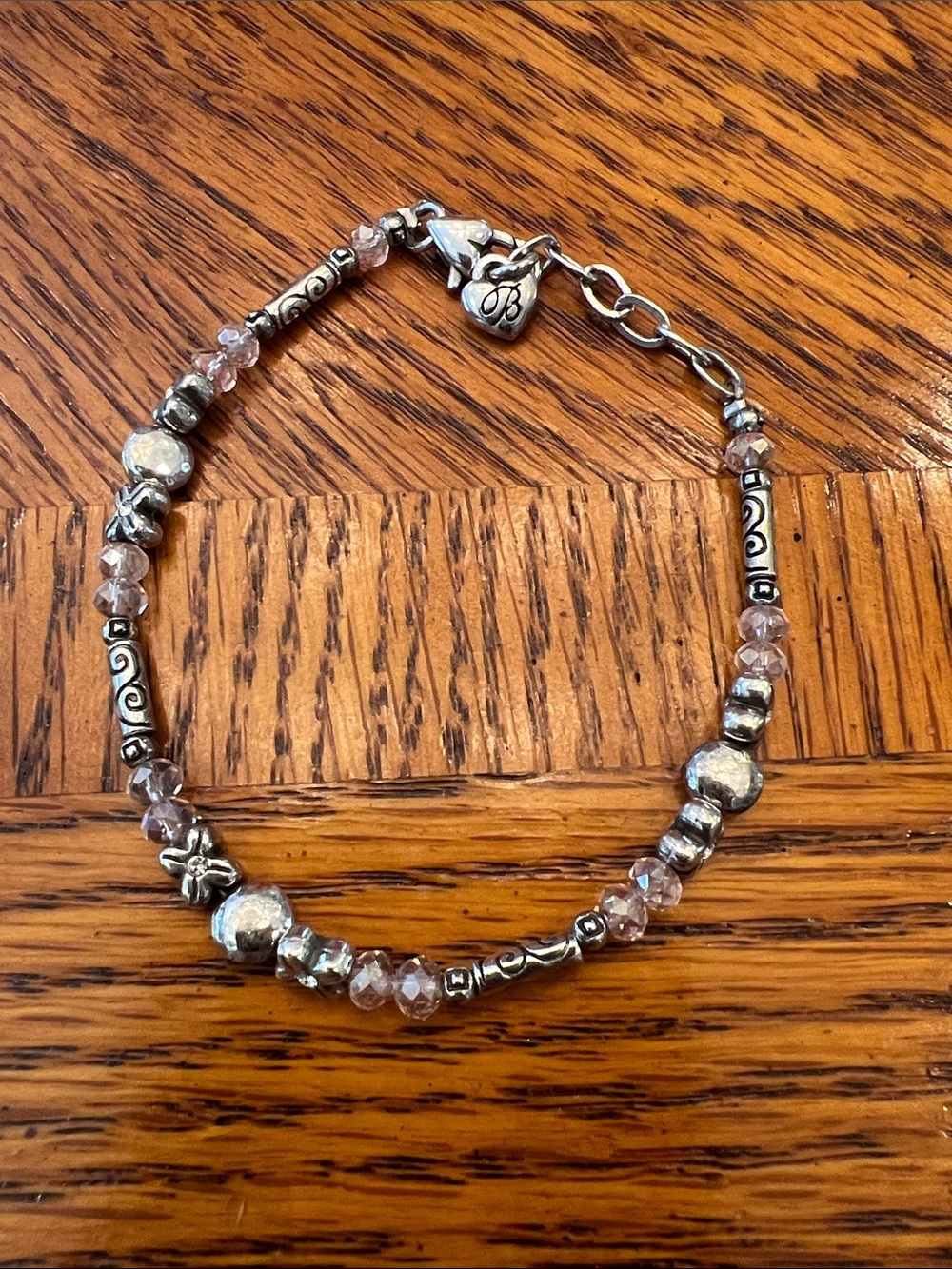 Brighton Pink Crystal and Silver-Tone Bead Bracelet